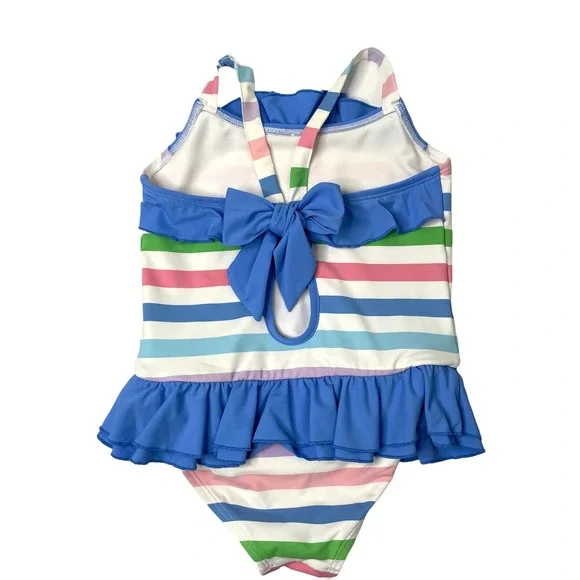 The Beaufort Bonnet Company striped bow ruffle swimsuit Sz 3T - Picture 5 of 8